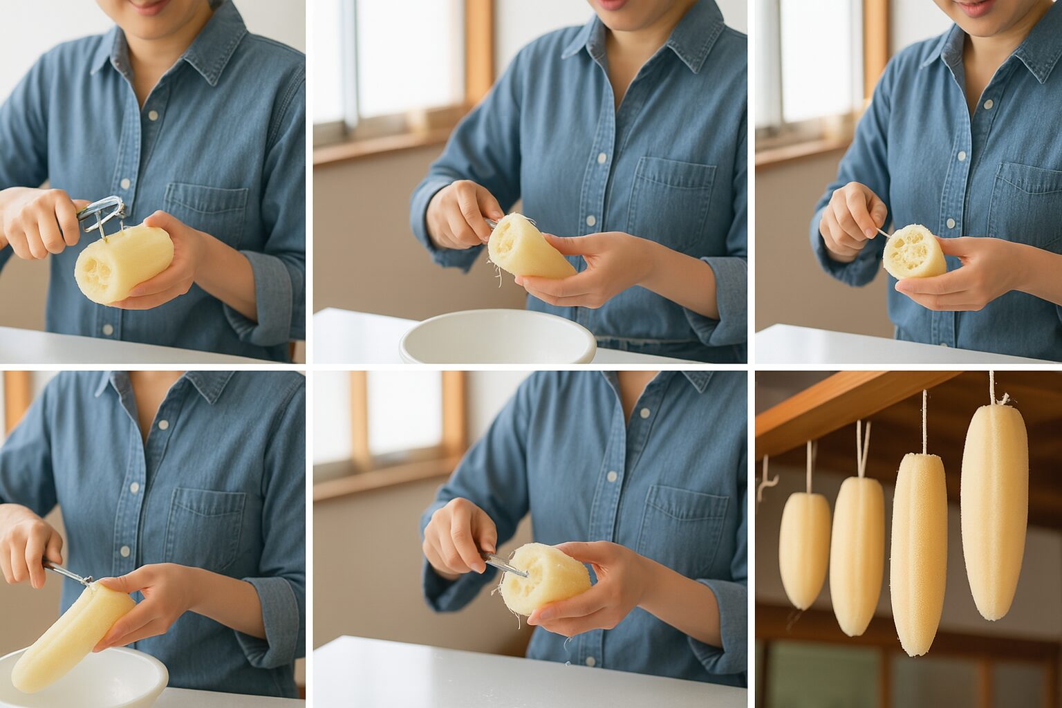 自宅でできるヘチマたわしの作り方